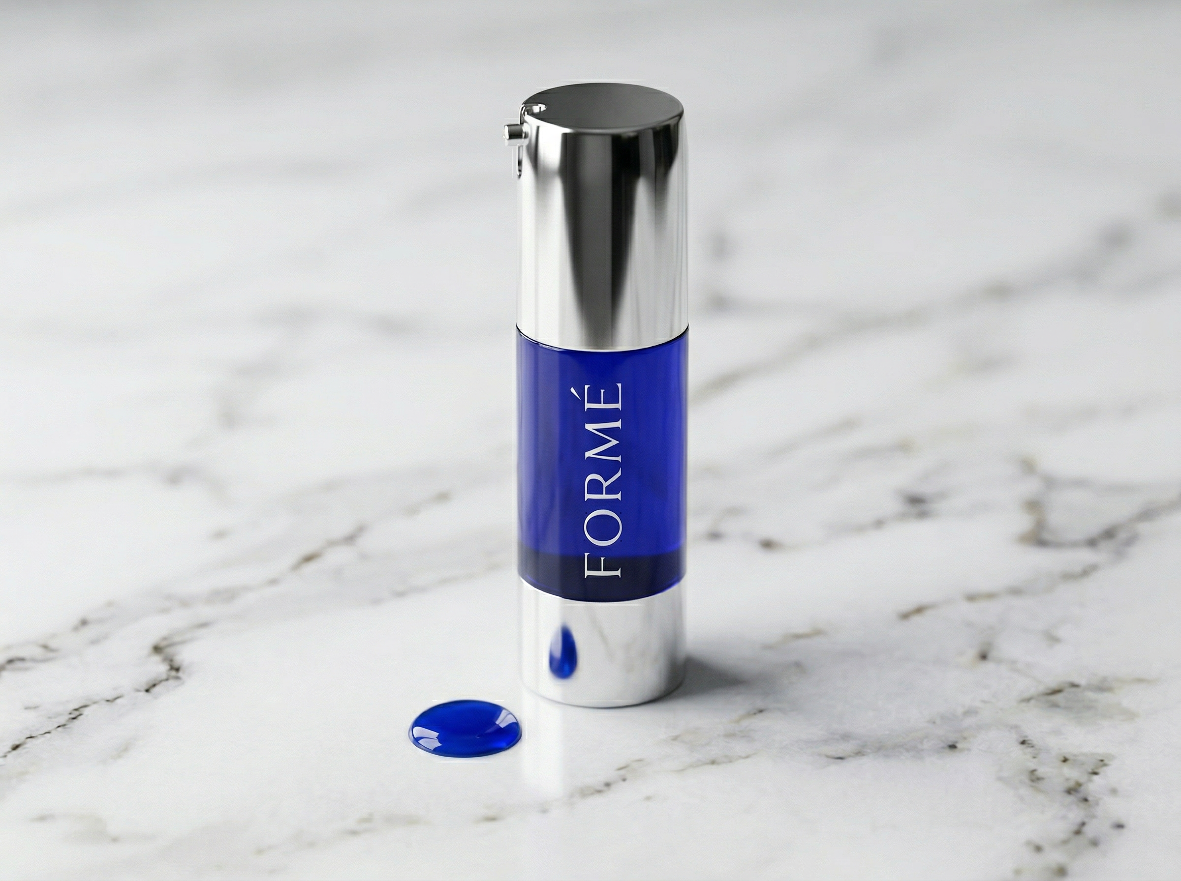Formé copper peptide serum cobalt blue glass bottle skincare product